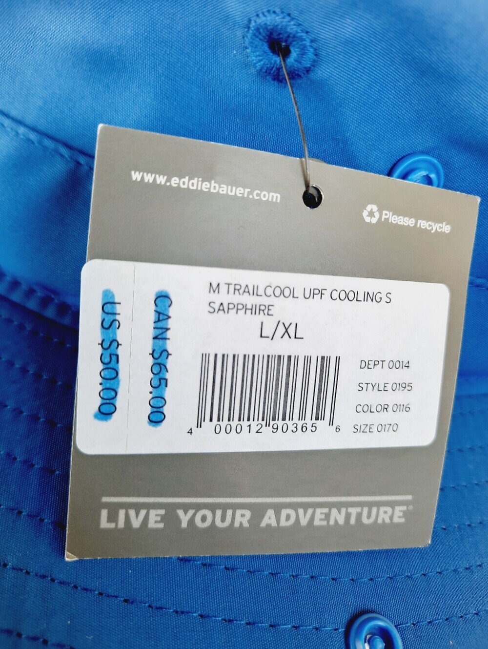 NWT Eddie Bauer Trailcool UPF 50+ Cooling Adventure Brim Hat Sapphire Size L/XL - Picture 14 of 16
